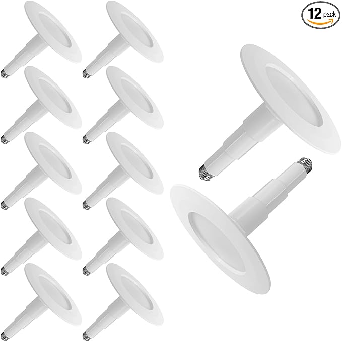 Soliseed 12 Pack 5/6 Inch LED Can Lights Retrofit Recessed Lighting,ETL Damp Rated Adjustable Retrofit Downlight,12W=60W,5000K Daylight,800LM, Dimmable,Easy Install,Bevel Trim,E26