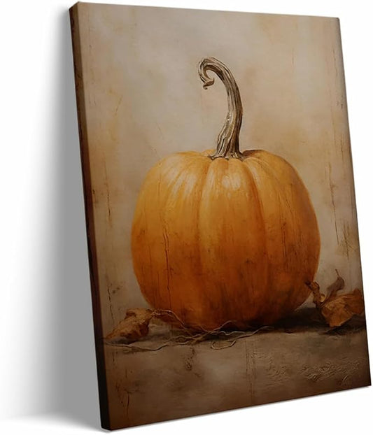 Generic Framed Fall Wall Decor Canvas Print posters Pumpkin Still Life Painting Wall art Rustic Fall Art Vintage Autumn Wall Print Halloween Autumn Decor Thanksgiving 16x24 framed