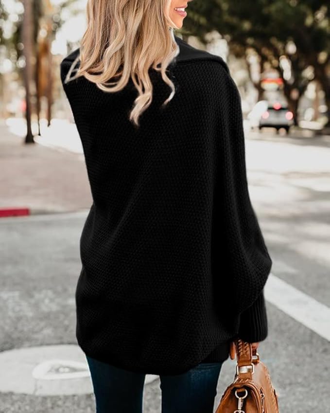 Imily Bela Women's Kimono Batwing Cable Knitted Slouchy Oversized Wrap Cardigan Sweater