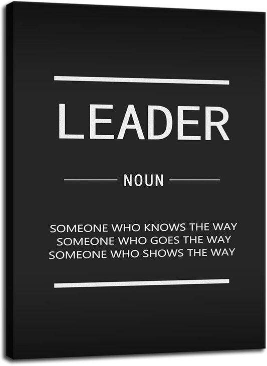 Canvas Wall Art Inspirational Leader Noun Painting Poster Office Decoration Inspiring Entrepreneur Positive Quotes Inspiration Picture Print Wooden Frame Artwork Ready to Hang[30″W X 40″H]