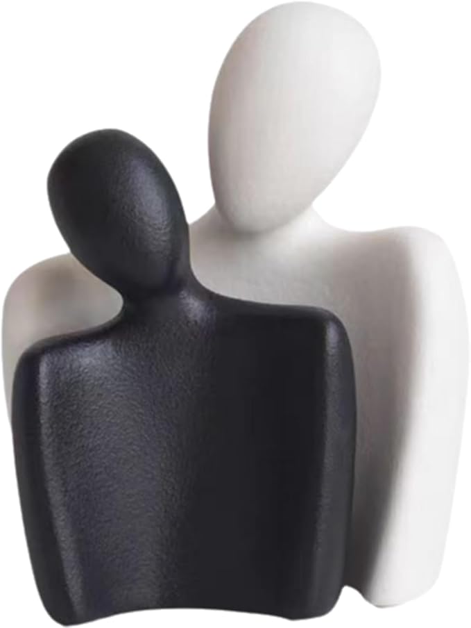 Couple Sculptures for Home Decor,Hugging Figurines,Modern Romantic Sculptures for Living Room Bedroom Office Decor,Gift for Anniversary Valentine（Black+White）