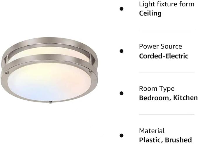 hykolity 10 inch Flush Mount LED Ceiling Light Fixture, 17W 1100lm, 2700K/3000K/3500K/4000K/5000K Adjustable Ceiling Lights, Brushed Nickel Saturn Dimmable Lighting for Hallway Bathroom or Kitchen