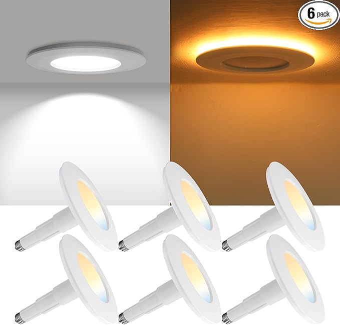 Soliseed 6 Pack 5/6 Inch 5CCT LED Can Lights with Night Light,Retrofit Recessed Lighting Selectable 2700K/3000K/3500K/4000K/5000K,12W=60W,800LM,Dimmable Can Lights,Easy Install