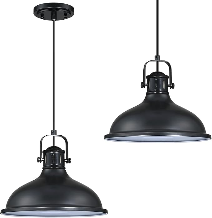 Doraimi Lighting LED 1 Light Pendant Light Industrial Vintage Fixtures Metal Chandelier Lights with Painting Black Finish,Ceiling Lamp for Kitchen Home Island Dining Room Bedroom Farmhouse
