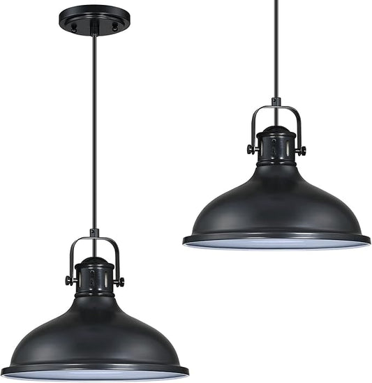 Doraimi Lighting LED 1 Light Pendant Light Industrial Vintage Fixtures Metal Chandelier Lights with Painting Black Finish,Ceiling Lamp for Kitchen Home Island Dining Room Bedroom Farmhouse
