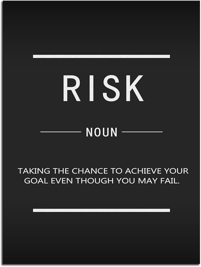Inspirational Canvas Wall Art Risk Noun Motivational Entrepreneur Quotes Inspiring Picture Canvas Painting Poster Print Artwork Office Decoration Wooden Frame Ready to Hang[30″W X 40′'H]