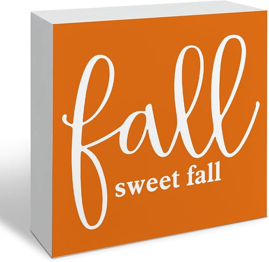 Inspirational Autumn Decors, Front Door Decor for Shelf Coutner, Thanksgiving Wooden Decor, Autumn Artwork for Home Decors, White Wooden Box Sign, Housewarming Gift, Fall Sweet Fall Wood Signs A19