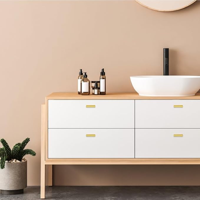 3 Pack Brushed Brass Cabinet Knobs - Kitchen Cabinet Knobs Gold Cabinet Pulls for Kitchen Cabinet Drawer Stainless Steel Dresser Knobs for Cabinet Hardware 2in Length Single Hole T Bar