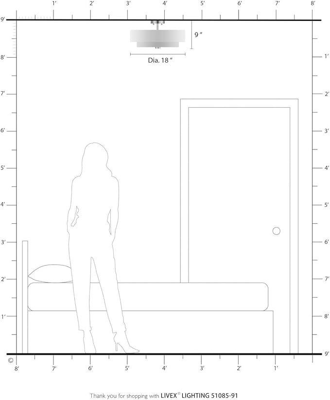 Livex Lighting Meridian 4 Light Semi-Flush in Brushed Nickel (51085-91)
