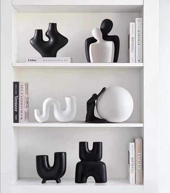 Couple Sculptures for Home Decor,Hugging Figurines,Modern Romantic Sculptures for Living Room Bedroom Office Decor,Gift for Anniversary Valentine（Black+White）