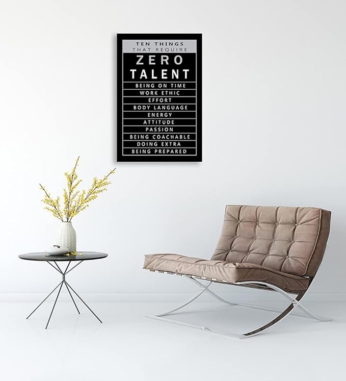 Inspiring Office Canvas Wall Art Ten Things That Require Zero Talent Picture Inspirational Painting Positive Modern Entrepreneur Quotes Poster Home Decor Office Bedroom Ready to Hang[24''W x 36''H]