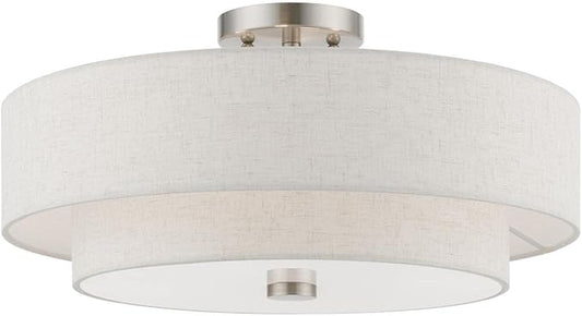 Livex Lighting Meridian 4 Light Semi-Flush in Brushed Nickel (51085-91)