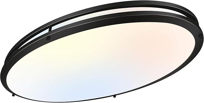 hykolity 32 Inch Oval LED Ceiling Light, 60W, 4000LM, 2700K/3000K/3500K/4000K/5000K Adjustable, Oil Rubbed Bronze Finish Dimmable Flushmount Ceiling Light for Bedroom, Living Room