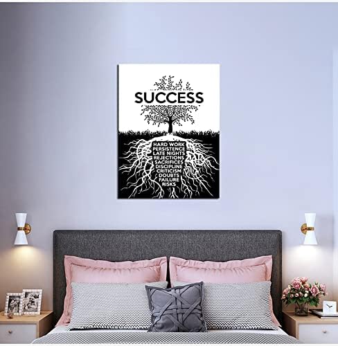 Inspirational Wall Art Motivation Entrepreneur Quotes Canvas Painting Success Tree Posters and Prints Artwork Modern Inspiring Office DecorHome Decorations Frame Ready to hang[30″W X 40″H]