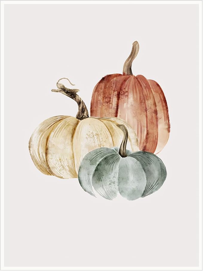 PumpkinWall Art pumpkin Canvas prints posters Rustic fall print Pumpkin Watercolour painting Fall decor Fall wall decor 16x24 Unframed