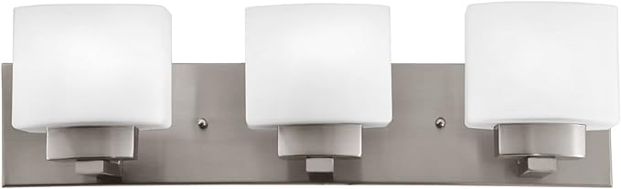 Design House Dove Creek Vanity Light, Dimmable, Frosted Glass, 3 Lights, Bathroom, Satin Nickel, 24 in x 6 in x 6.5 in, Item 578005