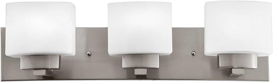 Design House Dove Creek Vanity Light, Dimmable, Frosted Glass, 3 Lights, Bathroom, Satin Nickel, 24 in x 6 in x 6.5 in, Item 578005