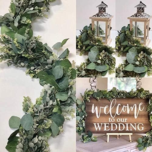 FLORLAB 6.2 Ft Long Faux Eucalyptus Greenery - Wedding Arch Summer Decor - Lambs Ear & Magnolia Garland