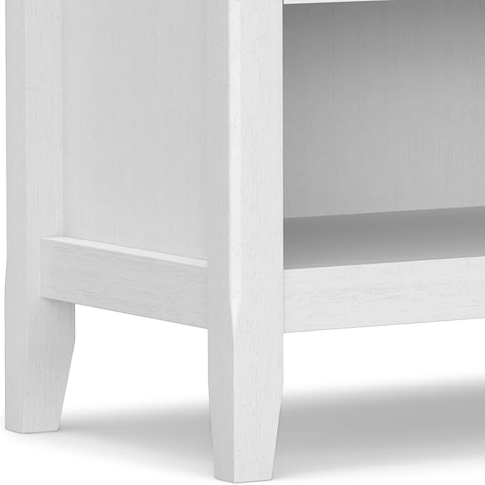 SIMPLIHOME Amherst SOLID WOOD 24 inch Wide Transitional Bedside Nightstand Table in White, for the Living Room and Bedroom