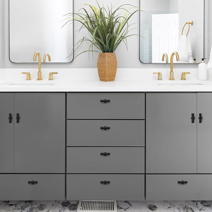 5 Pack Matte Black Cabinet Knobs - Kitchen Cabinet Knobs Black Cabinet Pulls for Kitchen Cabinet Drawer Stainless Steel Dresser Knobs for Cabinet Hardware 2in Length Single Hole T Bar Knbs