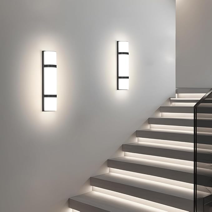 LED Bathroom 16 Inch Vanity Lighting Fixtures | CRI 90 4000K Matte Black Wall Sconces Set of Two with White Frosted Glass Lamp Shade | 120V 15W 1200LM Dimmable with Dimmer Switch(not Included)