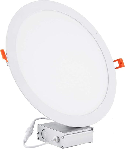 1Pack 11 Inch Ultra Thin LED Recessed Ceiling Light with Junction Box, 6000K Daylight, 24W 110V Eqv,Recessed Lighting, Slim No Dimmable Can-Killer Downlight,Canless Lights 2150LM High CRI80+