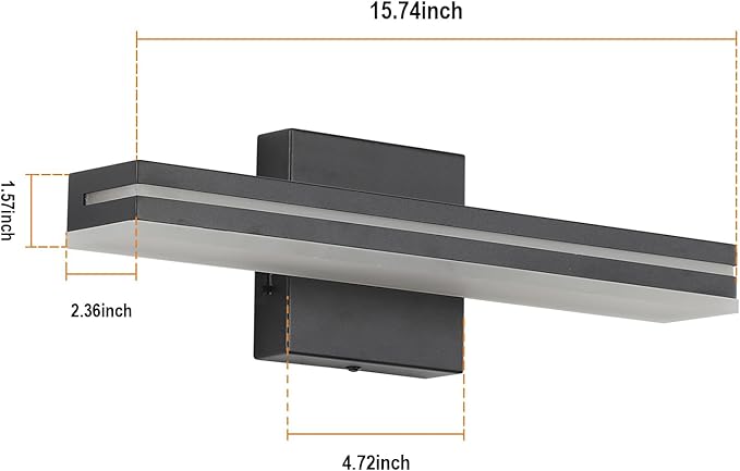 SineRise LED Modern Bathroom Vanity Light Fixtures (16-Inch, 3000K/4000K/6000K, Dimmable), Matte Black Modern Acrylic Bathroom Wall Lighting Fixtures Over Mirror