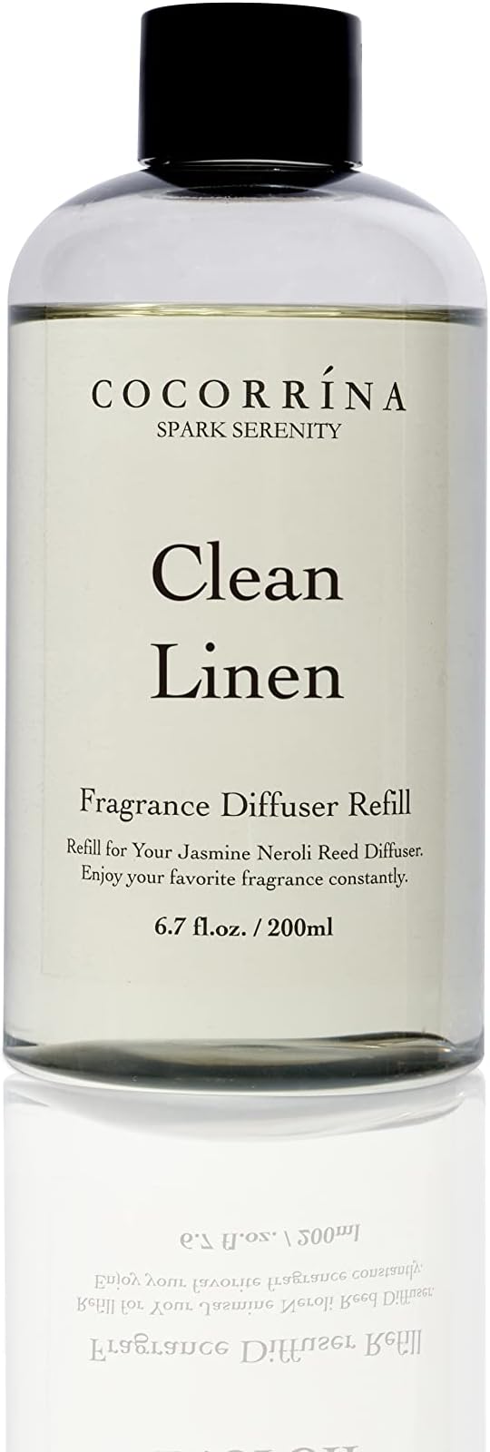 Cocorrína Clean Linen Scented Reed Diffuser Oil with 8 Sticks Fragrance for Bedroom, Bathroom, Oil Diffuser, Home Décor, 6.7 fl oz. (200 ml)