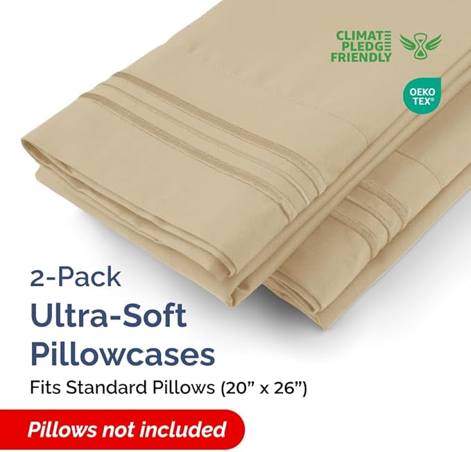 New Pillow Cases, Standard, Beige