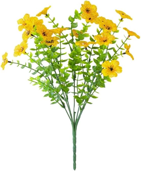 Artificial Faux Plants Flowers Outdoor Fall Seasonal Decoration, 12 Bundles Artificial Flowers Outdoor UV Resistant Fake Plastic Flowers Faux Plants for Planter Porch Patio Christmas Decor