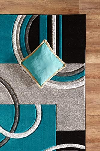 GLORY RUGS Area Rug Modern Soft Hand Carved Contemporary Floor Carpet with Premium Fluffy Texture for Indoor Living Dining Room and Bedroom Area (4x6, Turquoise)