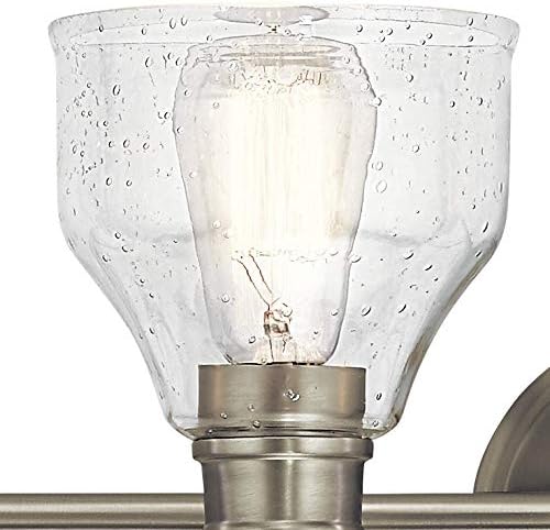 Kichler Avery 33.25" Vanity Bath Light in Brushed Nickel, Vintage 4-Light Bathroom Wall Mount Fixtured with Clear Seeded Glass, (24" W x 9.25" H), 45974NI White