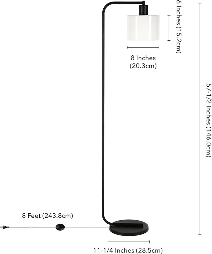 Cadmus 57" Tall Floor Lamp with Glass Shade in Blackened Bronze/White
