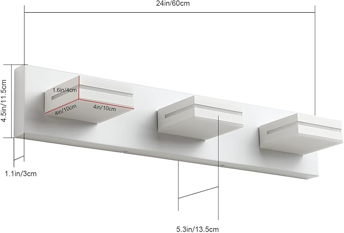 SineRise LED Modern Bathroom Vanity Light Fixtures (3-Light, 24-Inch), Matte White Modern Acrylic Bathroom Wall Lighting Fixtures Over Mirror (Cool White 6000K)