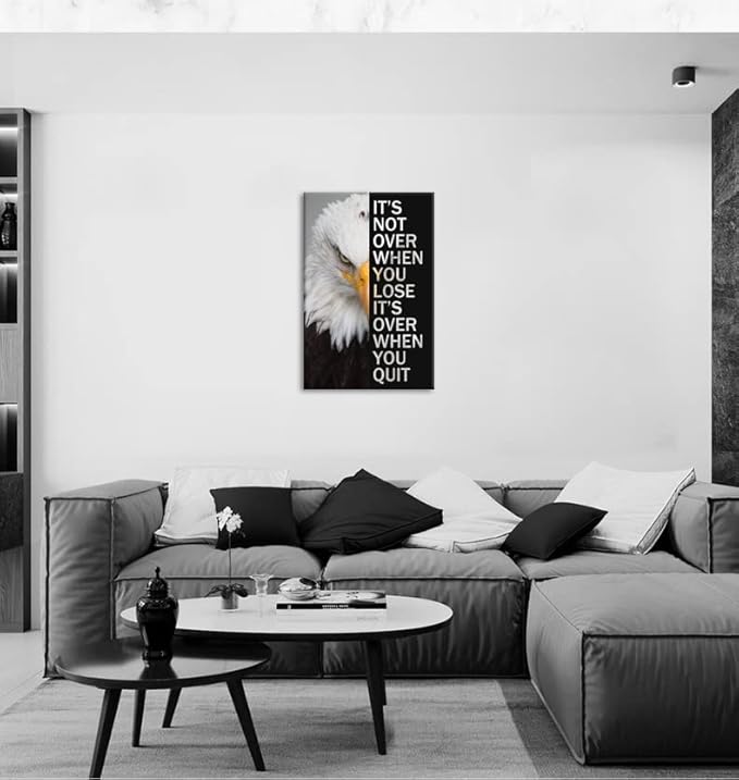 Inspirational Canvas Wall Art Eagle Motivational Painting Poster Inspirational Entrepreneur Quotes Quote Print Artwork Office Home Decor Living Room Framed Ready to Hang[24''W x 36''H]