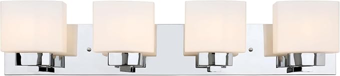 Design House Dove Creek Bathroom Light Fixtures - Traditional 4-Light Vanity Lights for Bathroom - Dimmable Vanity Lights with Frosted Glass – Polished Chrome, 589671