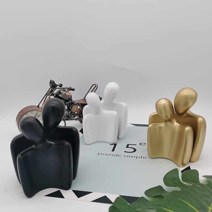 Couple Sculptures for Home Decor,Hugging Figurines,Modern Romantic Sculptures for Living Room Bedroom Office Decor,Gift for Anniversary Valentine（White）