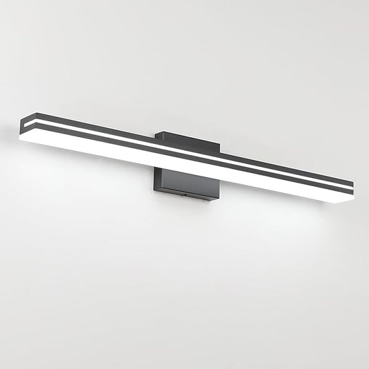SineRise 32-Inch LED Modern Bathroom Vanity Light Bar, Matte Black Modern Acrylic Bathroom Wall Lighting Fixtures Over Mirror (Cool White 6000K)