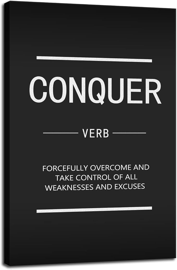 Office Inspirational Wall Art Inspiring Canvas Painting Conquer Verb Posters Inspirational Entrepreneur Proverbs Print Artworks Home Living Room Decoration Frame Ready to Hang[12''W X 18''H]