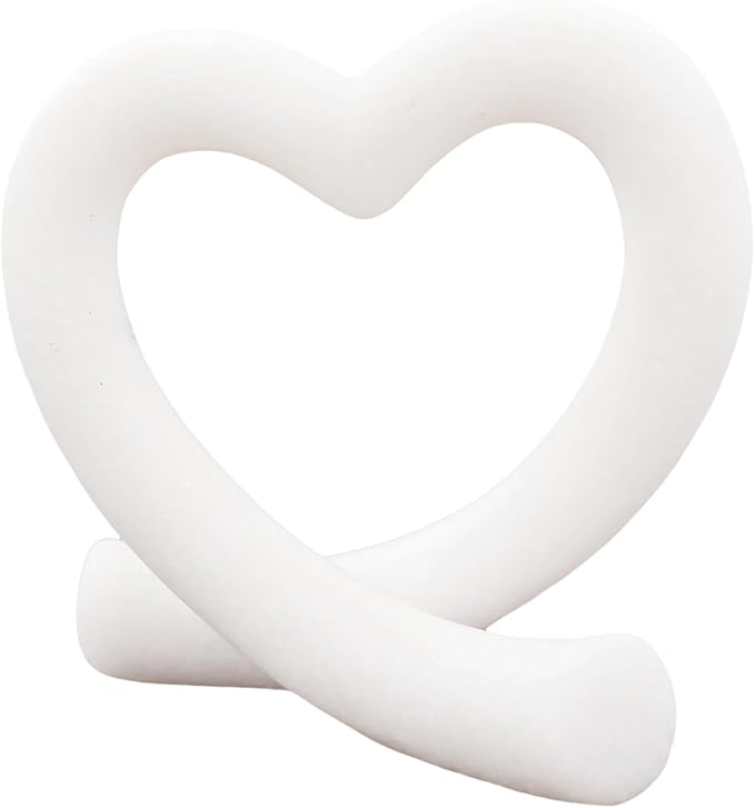 Imitation Marble White Heart Sculpture – Modern Minimalist Love Statue for Romantic Home Decor, Wedding Table Centerpiece for Couples