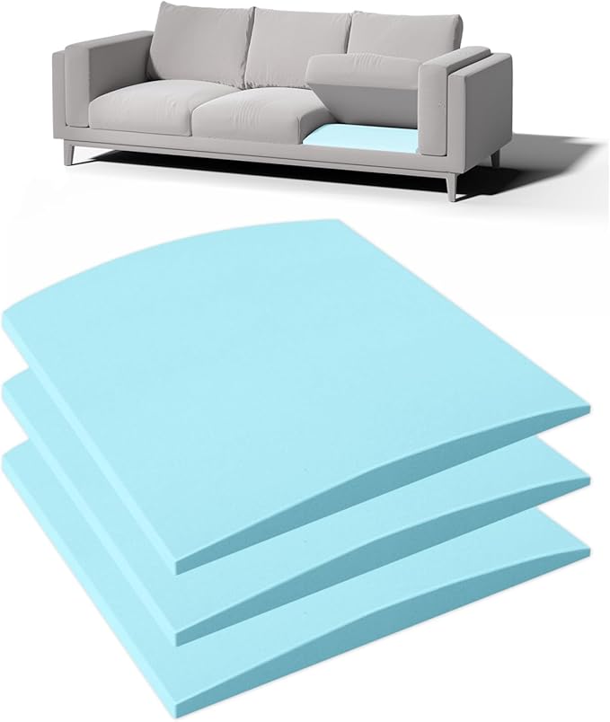 Couch Cushion Support for Sagging Seat - 20" x 20" High-Density Curved Foam Sofa Cushion Support Board,Couch Supporter for Under The Cushions,Blue Set of 3
