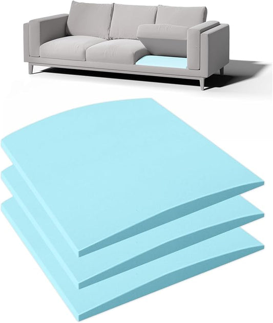 Couch Cushion Support for Sagging Seat - 20" x 20" High-Density Curved Foam Sofa Cushion Support Board,Couch Supporter for Under The Cushions,Blue Set of 3