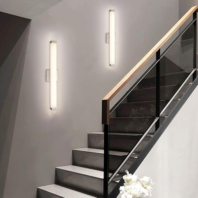 Bathroom Vanity Light Brushed Nickel Square LED 24 inch 14W 4000K Natural White Light Wall Bar Lighting Fixtures Over Mirror