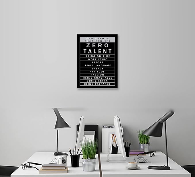 Inspirational Canvas Wall Art Ten Things That Require Zero Talent Inspirational Painting Entrepreneur Quote Poster Printing Artwork Home Office Bedroom Decoration Frame Ready to Hang[18" W x 24"H]