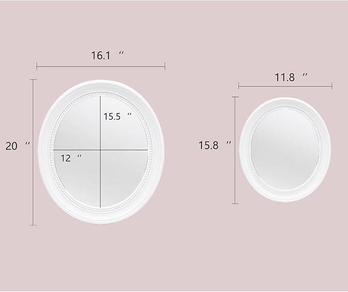 OIGUMR White Oval Bathroom Mirror Oval Wall Mirror 20 x 16.1 inch