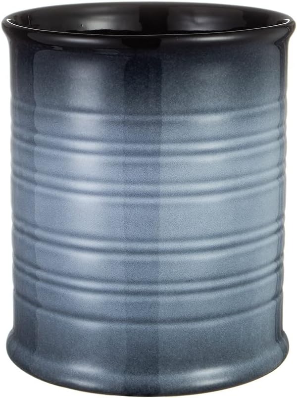 Nihow Kitchen Utensil Holder: 7.2 Inch Extra Large Ceramic Utensil Holder for Countertop - Stable Utensil Crock for Kitchen Counter Decor - Elegant Gray (1PC)