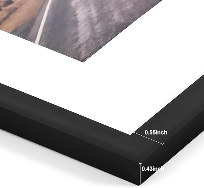 Vittanly 11x14 Picture Frame, Display Photo 8x10 with Mat or 11x14 without Mat, Plexiglass, Vertical or Horizontal Display, Perfect for Presents, Black, 1 Pack