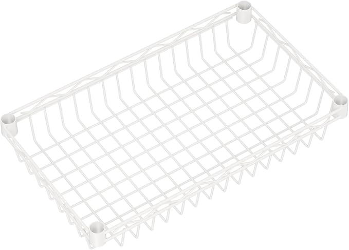 4 Tier Basket Shelf Wire Shelving Unit Adjustable Storage Shelves Big Basket Rack for Garage Kitchen Office Pantry Corner 17.2" Dx12.2 Wx50 H White