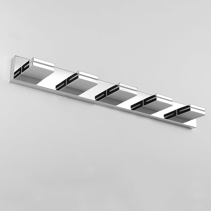 SineRise LED Modern Bathroom Vanity Light Fixtures (5-Light, 40-Inch), Chrome Modern Acrylic Bathroom Wall Lighting Fixtures Over Mirror (Cool White 6000K)