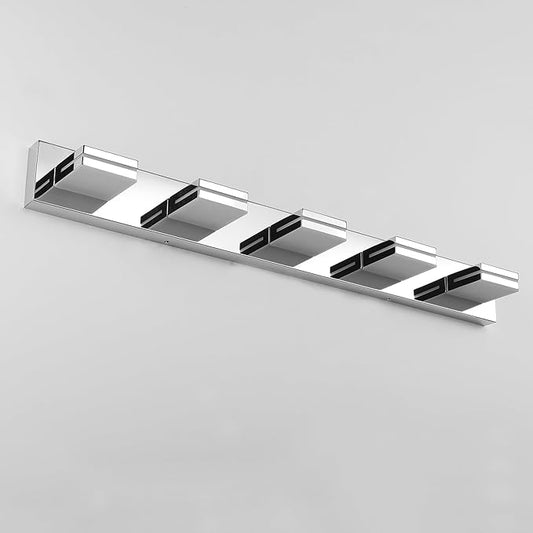SineRise LED Modern Bathroom Vanity Light Fixtures (5-Light, 40-Inch), Chrome Modern Acrylic Bathroom Wall Lighting Fixtures Over Mirror (Cool White 6000K)